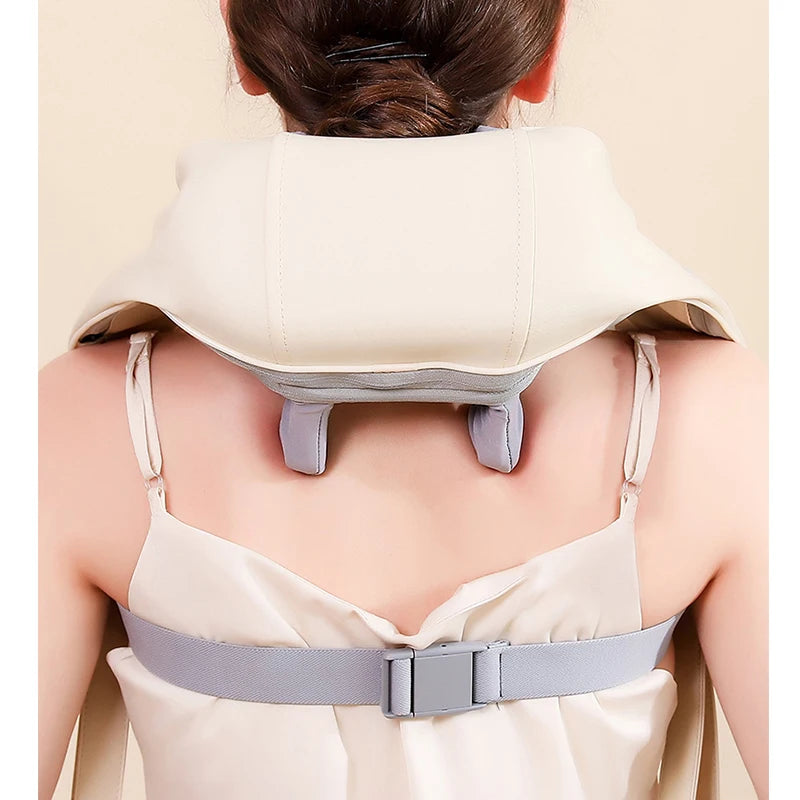 Shiatsu Neck & Shoulder Massager Shawl – Kneading Back and Spine Muscle Relaxer for Home & Car