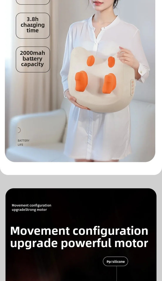 Trapezius Electric Massage Pillow For Neck and Shoulder Wireless Car And Home Massager Heat Waist Leg Cervical Shiatsu Kneading