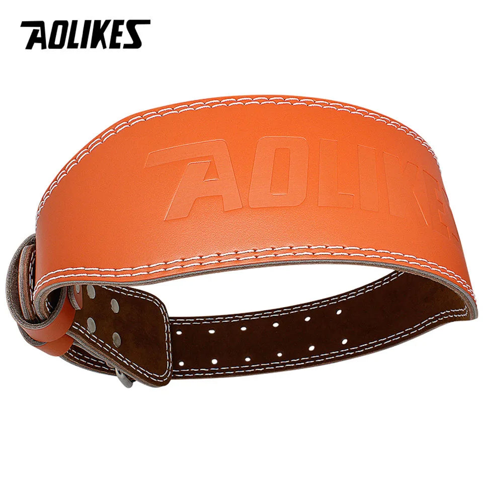 AOLIKES Cowhide Weightlifting Belt – Lumbar Support Gym Belt for Squats & Bodybuilding