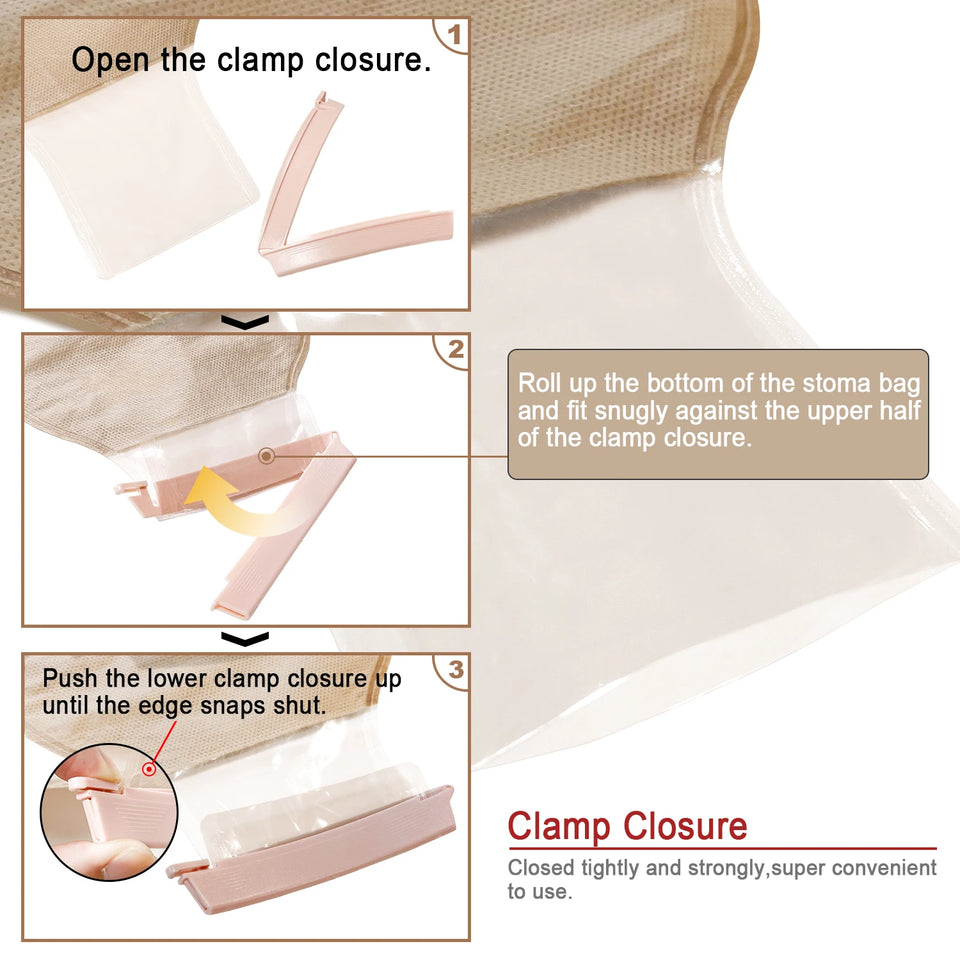Two-Piece Colostomy Bag Set with Clamp Clips – 10 or 15 Bags + 6 Barriers for Ostomy Patient Care