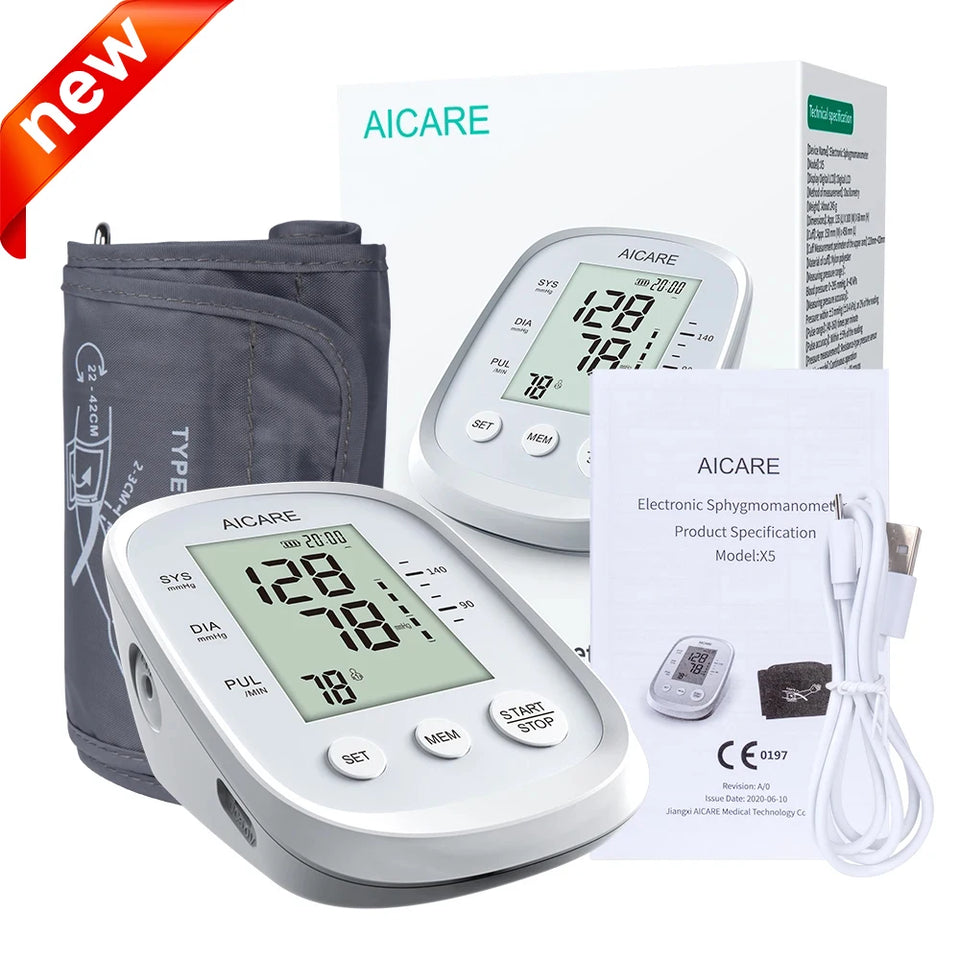 Aicare Digital Upper Arm Blood Pressure Monitor – Automatic BP & Pulse Rate Tracker with Large Adjustable Cuff