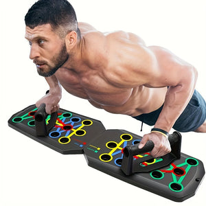 Portable Folding Push-Up Board – Multi-Functional Anti-Slip Fitness Mat with Handles for Chest, Arms & Core