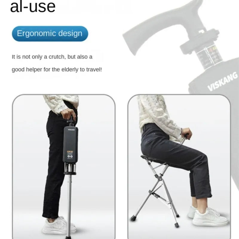 Foldable Walking Stick with Seat – Multi-Functional Non-Slip Crutch Chair for Elderly & Outdoor Use
