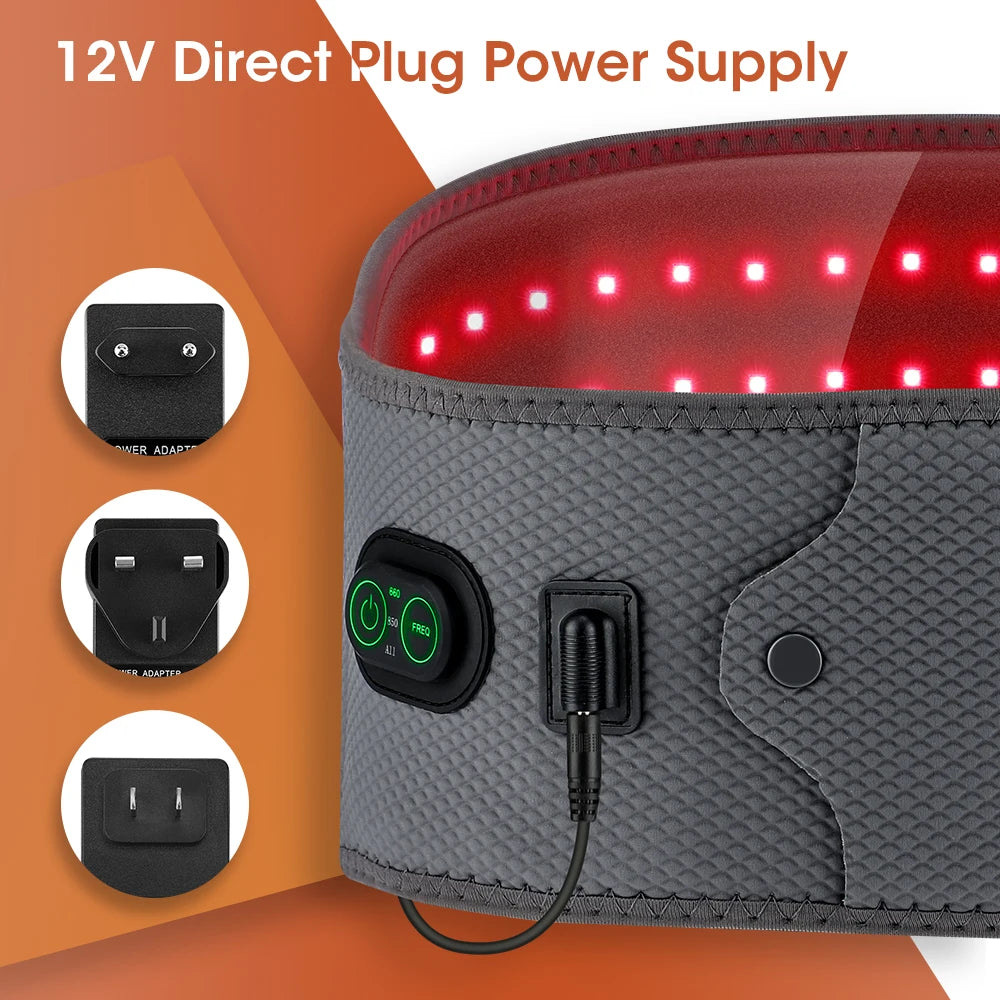 LED Red Light Therapy Waist Belt – 120 LEDs with 660nm & 850nm Near Infrared for Pain Relief & Muscle Recovery