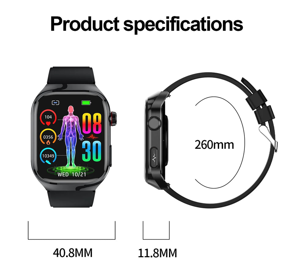 2025 Uric Acid & Blood Fat Smartwatch – ECG+PPG, Pulse, Blood Pressure, Bluetooth Call & Sports Fitness Health Tracker