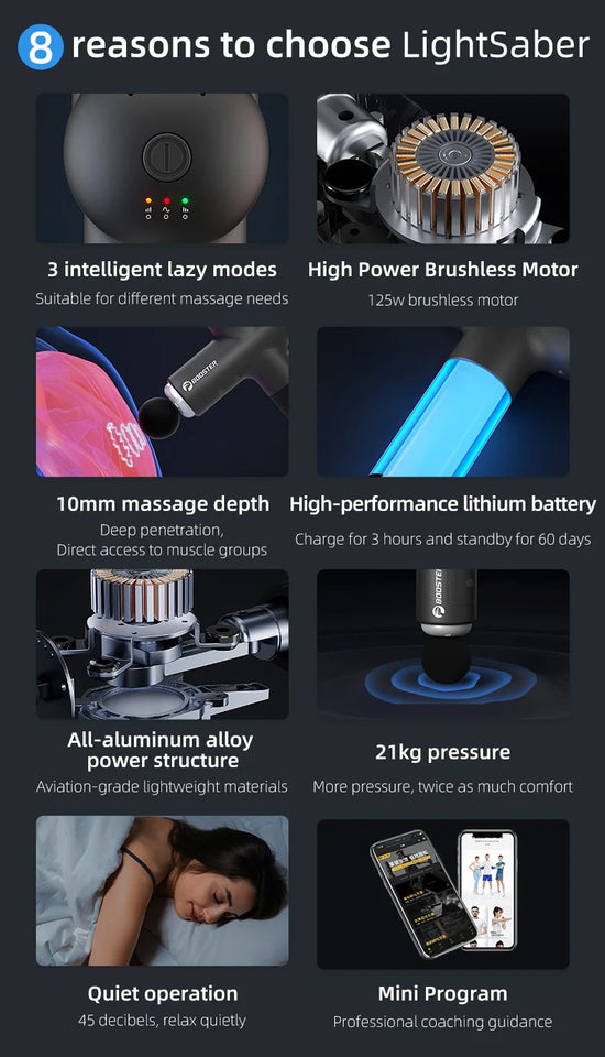 Booster Massage Gun – Smart Electric Fascia Massager for Deep Tissue Muscle Relaxation & Fitness Recovery