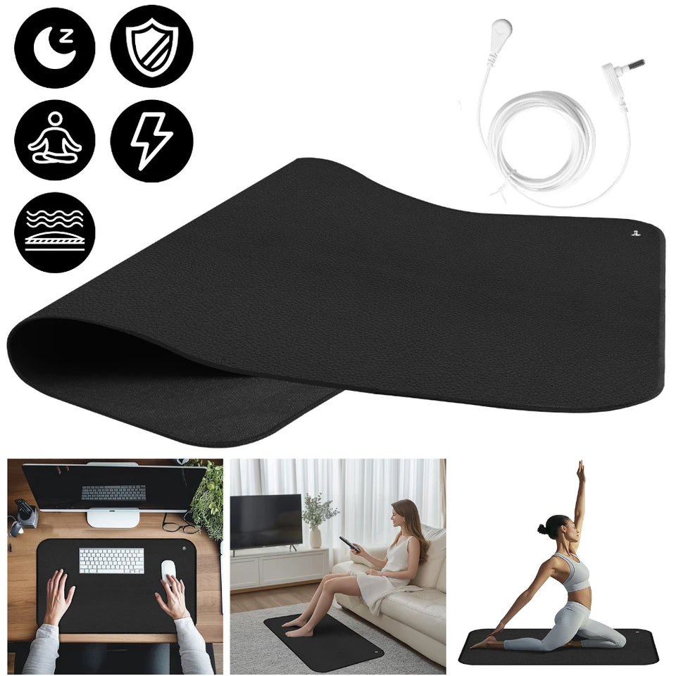 Grounding Mat for Sleep Energy Pain Relief Inflammation Balance Wellness Earth Connected Therapy for Grounding Conductive Rug