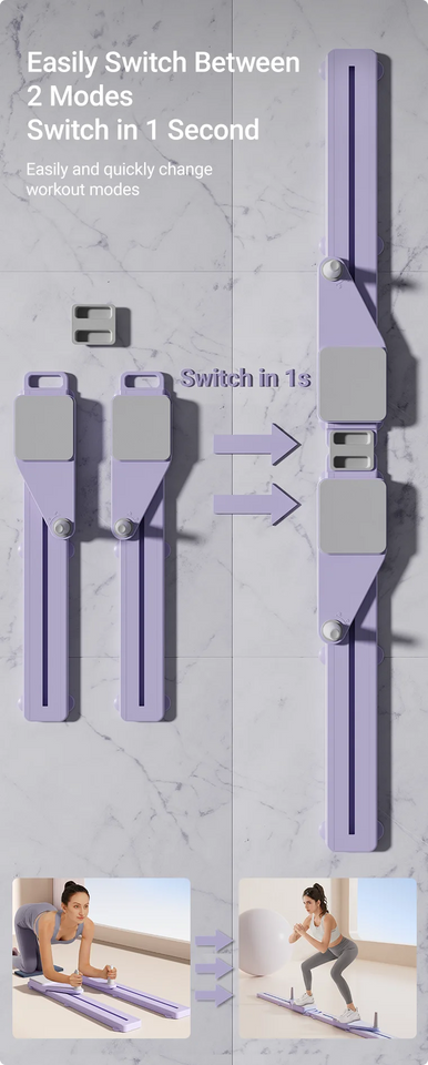 2-in-1 Abs & Ski Board – Portable Core and Leg Trainer Pilates Reformer for Home Gym