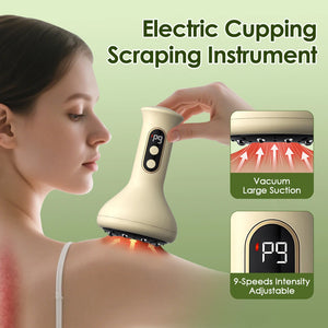 Smart Cupping Massage Machine with Red Light & Heating – 9-Level Vacuum Suction for Body Therapy & Cellulite Relief