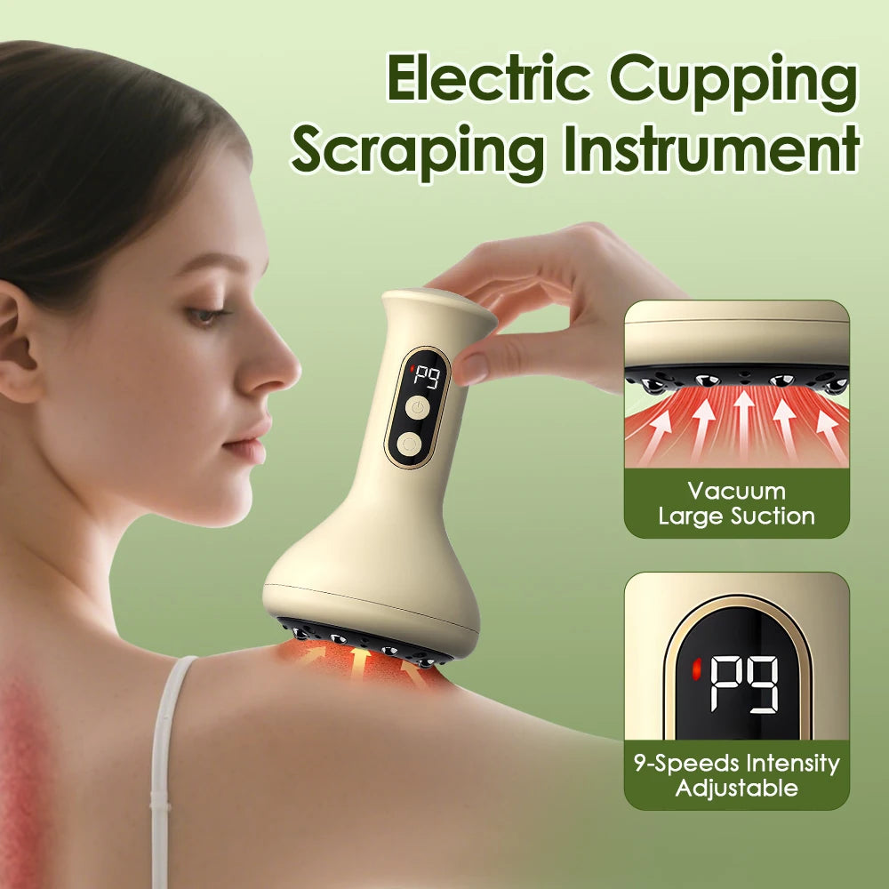 Smart Cupping Massage Machine with Red Light & Heating – 9-Level Vacuum Suction for Body Therapy & Cellulite Relief