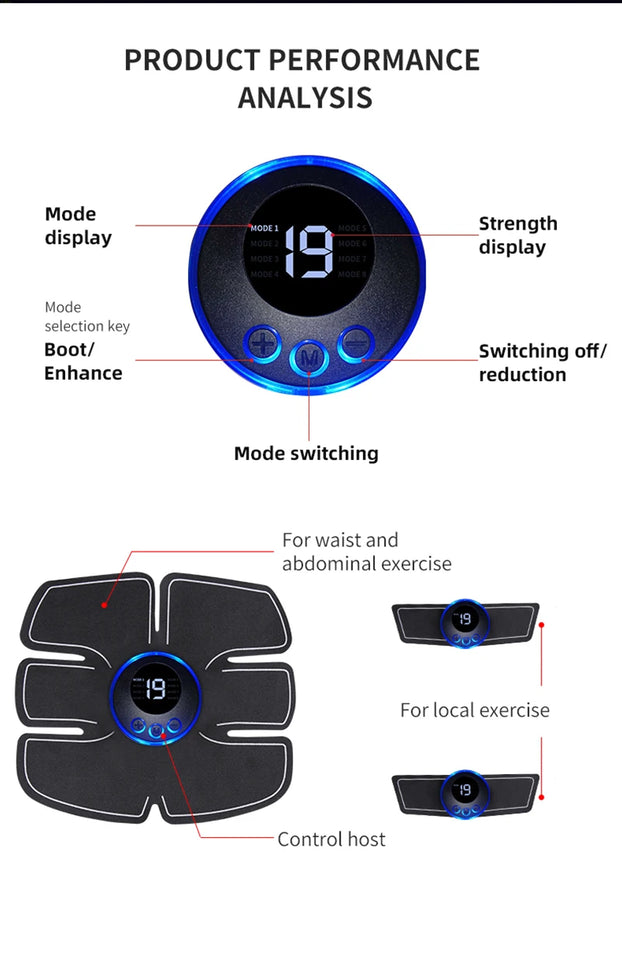 Electrical Muscle Stimulator Massager – Abs, Buttocks, Arms, Legs & Hips Toner for Fitness Training