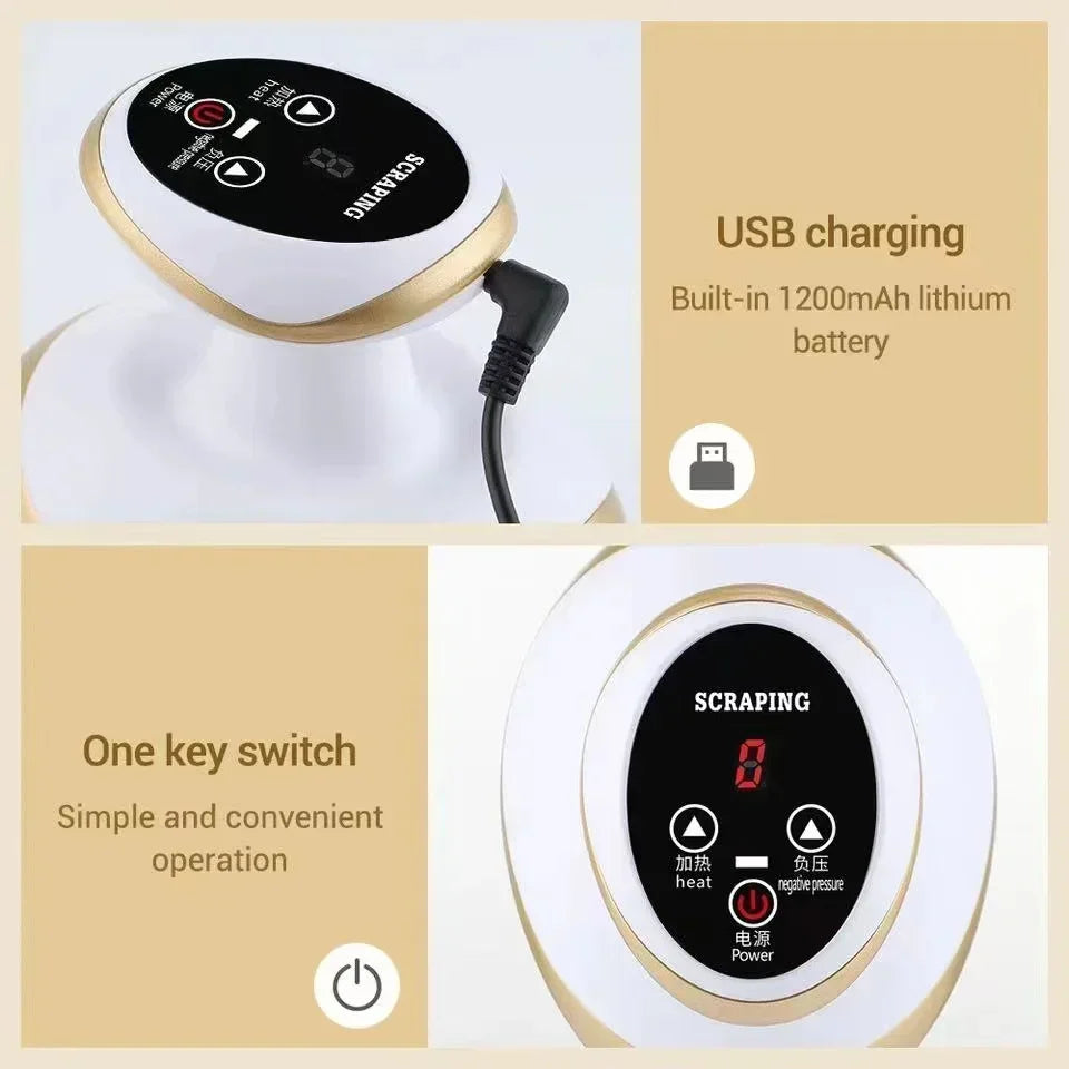 6/9 Gear Negative Pressure Vacuum Suction Cup Body Fat Burner Guasha Massage Home Rechargeable Electric Heating Cupping Massager