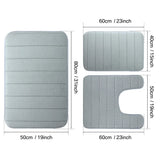 3-Piece Non-Slip Memory Foam Bath Mat Set – Soft, Quick-Dry Bathroom Rugs, Machine Washable