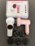 Wireless Charging Massage Gun – Handheld Fat Burning & Muscle Kneading Stick (Pink/White)