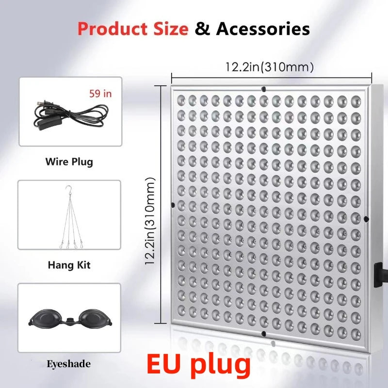 LED Red Light Therapy Panel Lamp – 225 LEDs for Facial Anti-Aging, Skin Care & Body Pain Relief