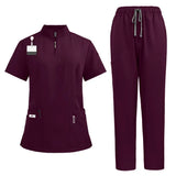 Unisex V-Neck Short Sleeve Medical Scrub Set for Hospital & Dental Work