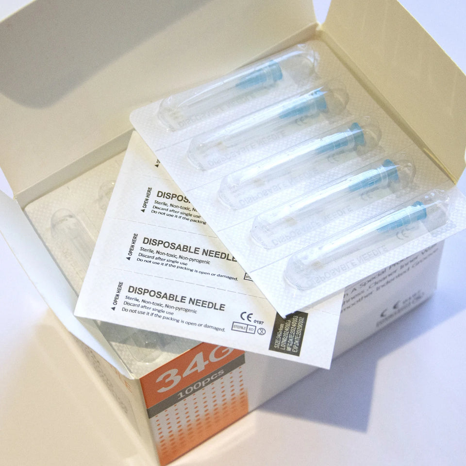 30G–34G Painless Transparent Syringe Needles – Clear Tip Caps & Injection Glue Applicators (1.5–6mm)