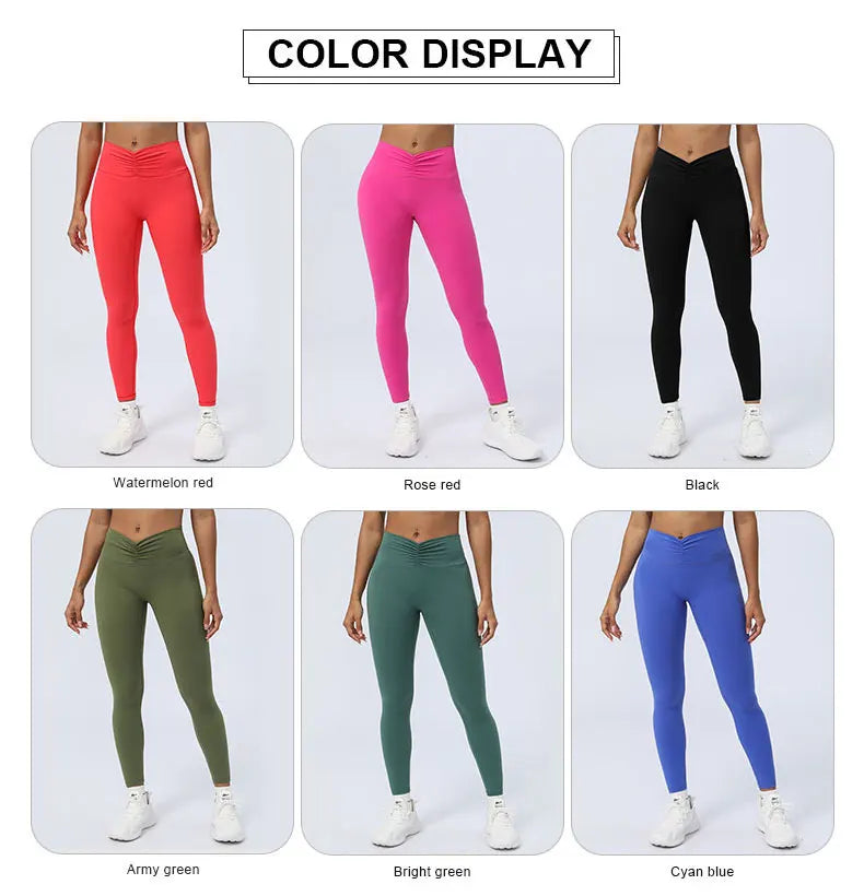 Women’s Seamless Fold-Over Fitness Leggings – Running & Yoga Pants with Butt-Lifting Design