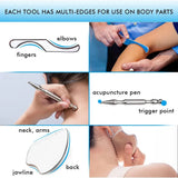 1/4/7 Pcs Great Stainless Steel Gua Sha Scraping Massage Tool Set for Back, Legs, Arms, Neck, Shoulder and Whole Body Acupoints