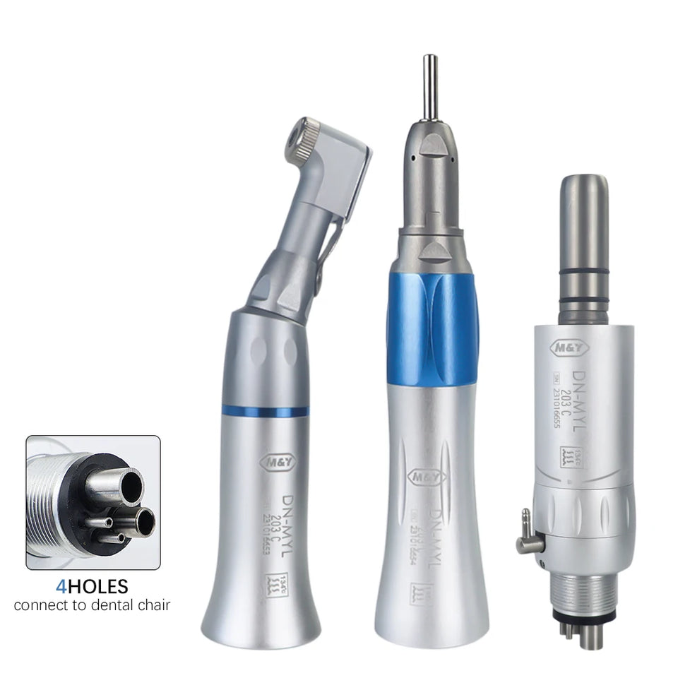 Dental Low-Speed Handpiece Kit 203C – Air Motor (2/4 Hole) with Contra Angle & Straight Handpiece