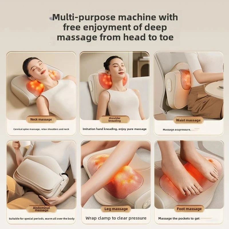 Heated Massage Pillow for Neck & Back – Multi-Function Shiatsu Massager for Shoulders, Waist & Finger Relaxation Massage