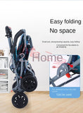 Foldable Four-Wheeled Elderly Shopping Cart Walker – Lightweight Mobility Aid with Walking Stick Support