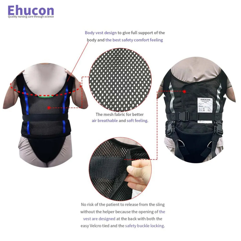 Ehucon Comfort Padded Patient Lift Walking Sling,Portable Hoyer Standing Harness to Handicap for Ambulating Support Training