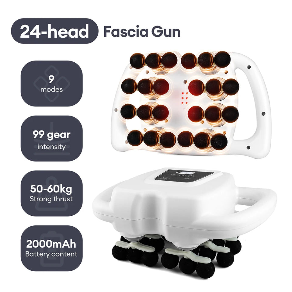 24-Head Fascia Massage Gun – 99 Speed High-Frequency Percussion Massager