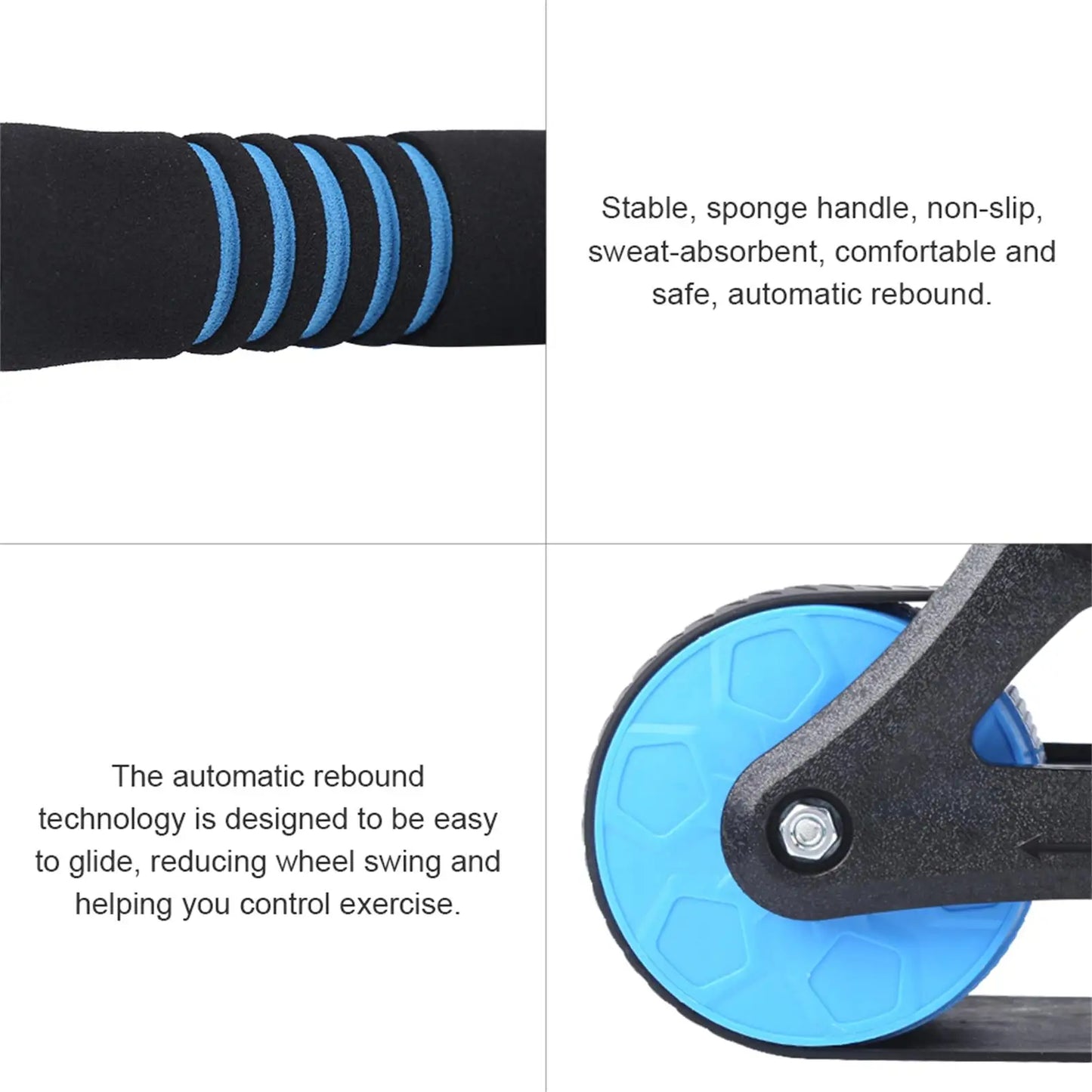 Blue Springback Abdominal Roller Wheel – Silent Core & Push-Up Training Fitness Equipment