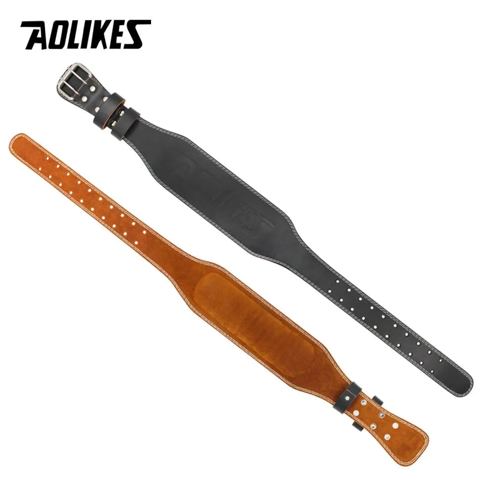 AOLIKES Cowhide Weightlifting Belt – Lumbar Support Gym Belt for Squats & Bodybuilding