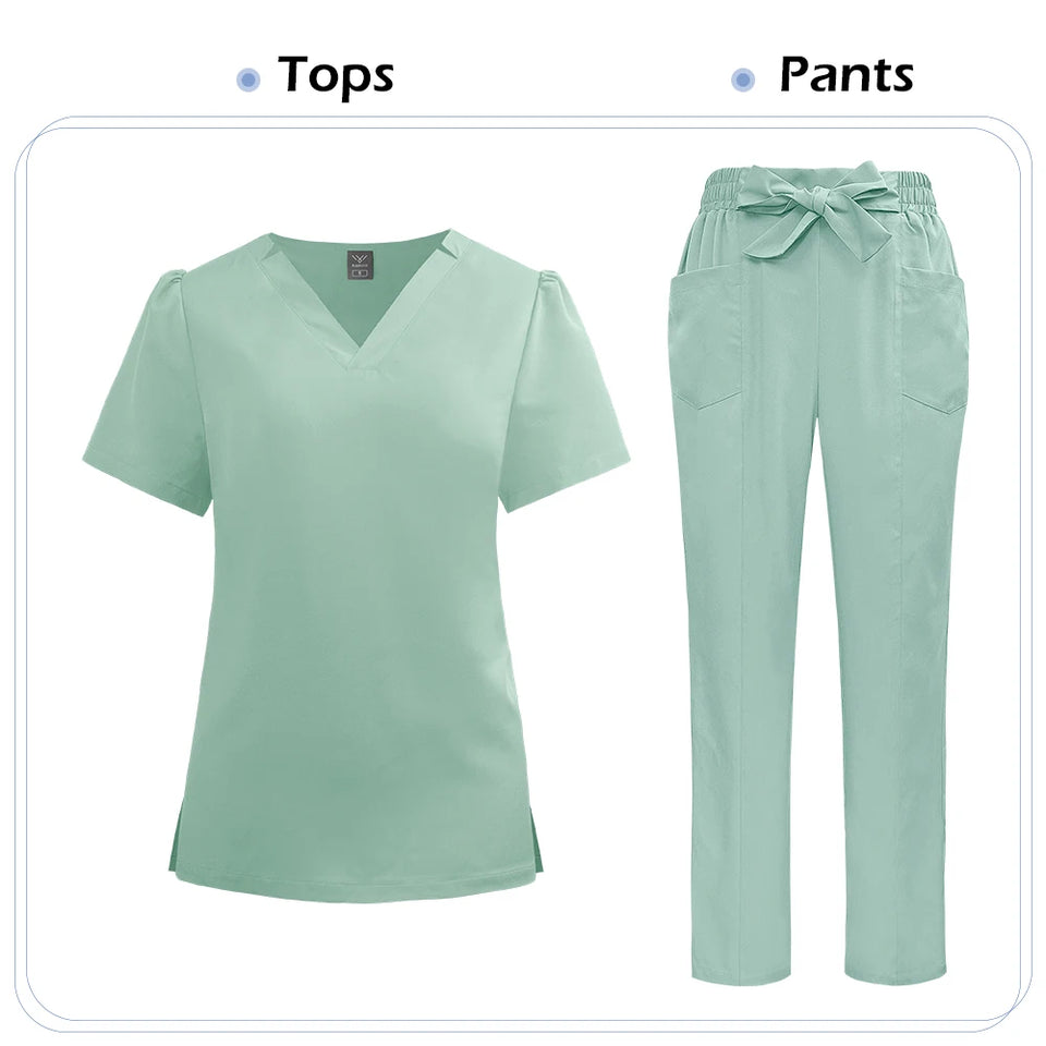 Women's Medical Scrub Set – Soft Nursing Uniform with Top & Pants for Hospital, Dental & Clinical Use