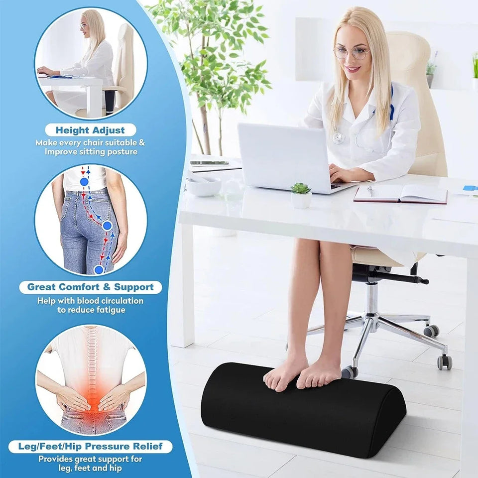 Ergonomic Memory Foam Foot Rest – Non-Slip Washable Under-Desk Foot Stool for Fatigue Relief