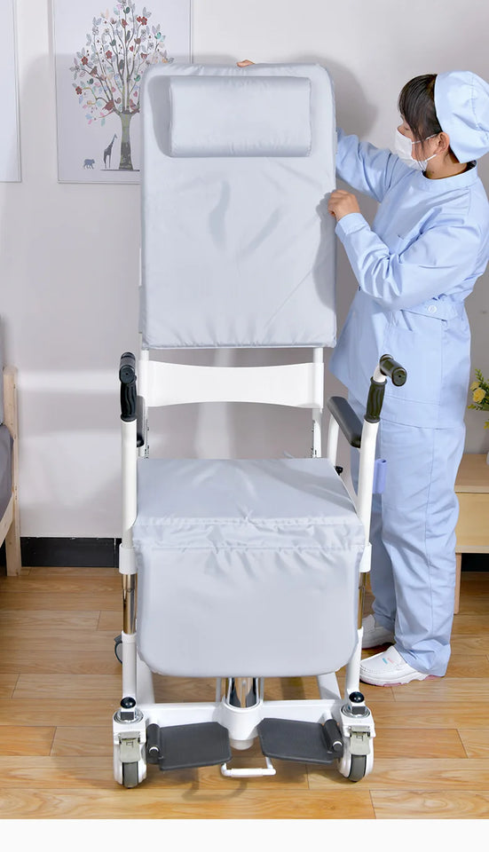 2-in-1 Bed Fold Chair with Hydraulic Lift – Paralyzed & Disabled Elderly Nursing Transfer Chair with Walker Support