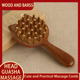 10-Teeth Copper & Wood Massager Comb for Head Meridian Therapy and Relaxation