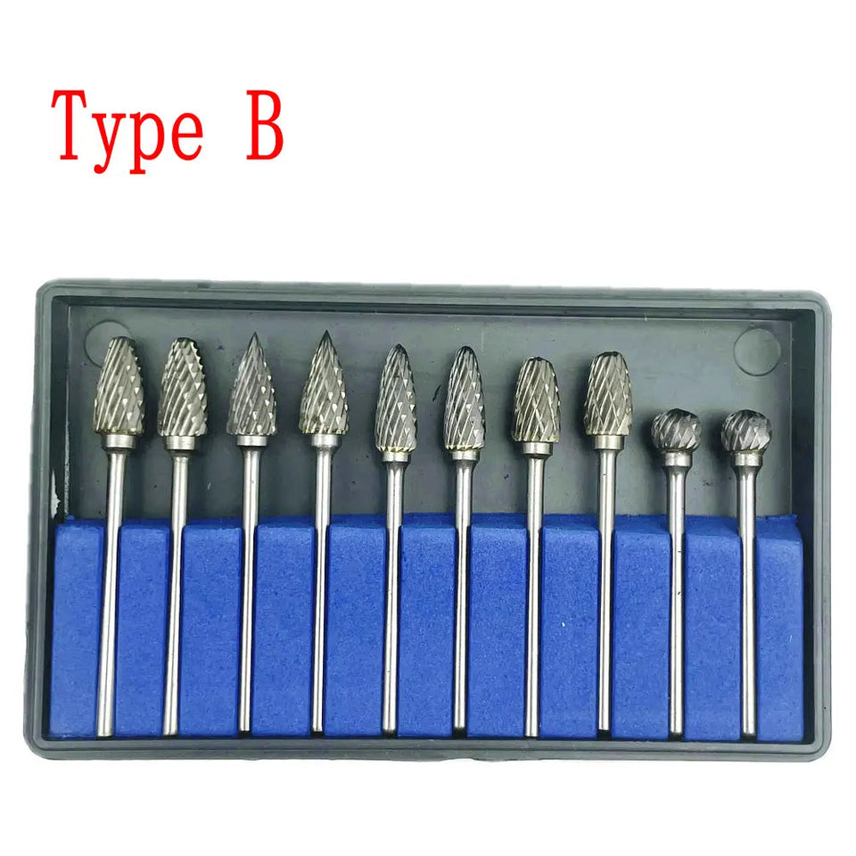 10PCS Assorted Tungsten Steel Dental Polisher Burs – 2.35MM Low-Speed Handpiece Drill Bits for Dental Lab