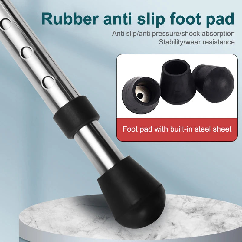 Telescopic Folding Crutch Chair – Three-Legged Walking Stick & Cane Stool for Elderly Stability