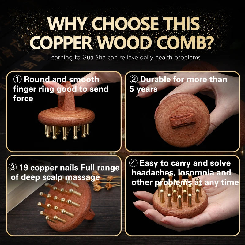 Meridian Therapy Treatment Tools 19-Teeth Scalp Massager Comb  for Skin Scraping and Head Relaxation