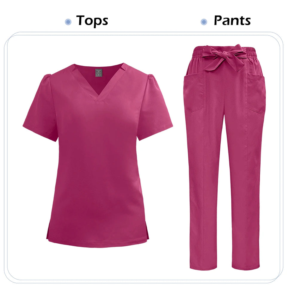 Women's Medical Scrub Set – Soft Nursing Uniform with Top & Pants for Hospital, Dental & Clinical Use