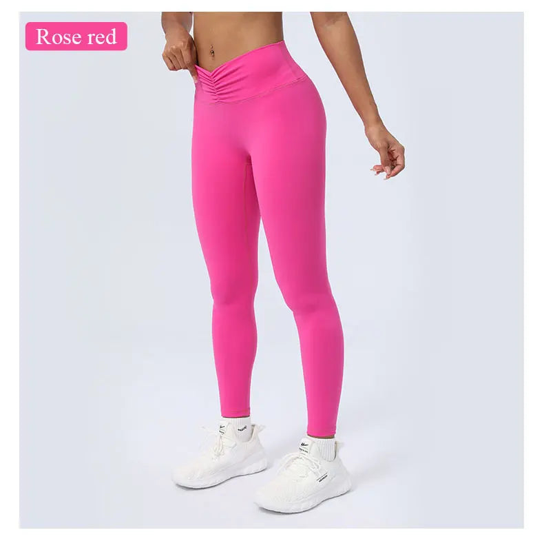 Women’s Seamless Fold-Over Fitness Leggings – Running & Yoga Pants with Butt-Lifting Design