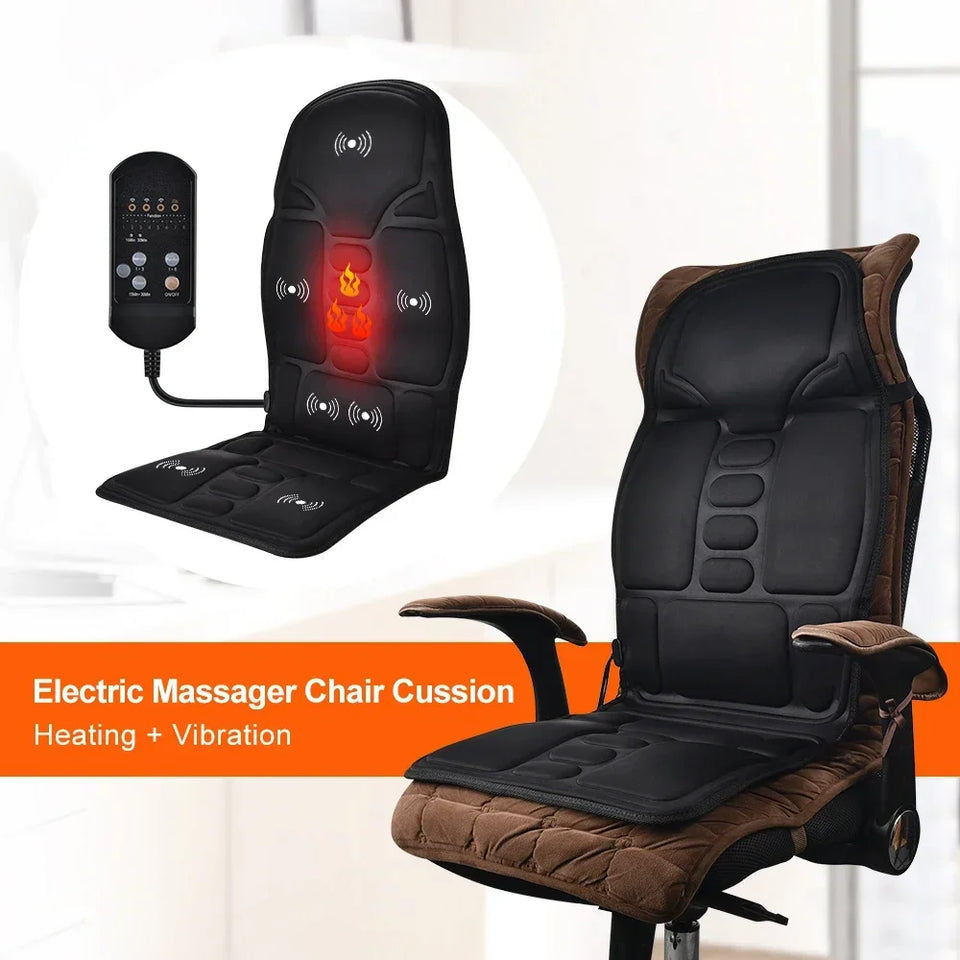 Electric Massage Chair Pad Heating Vibrating Full Body Back Massager Car Chair Cushion Home Office Lumbar With Remote Controls