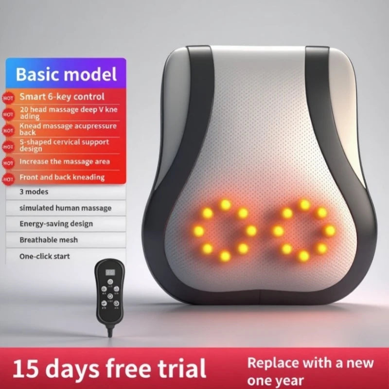 Electric Massage Neck Pillow Shiatsu Head Cervical airbag Ttraction Body Back Waist Massager Car with Heating Vibrating Massage