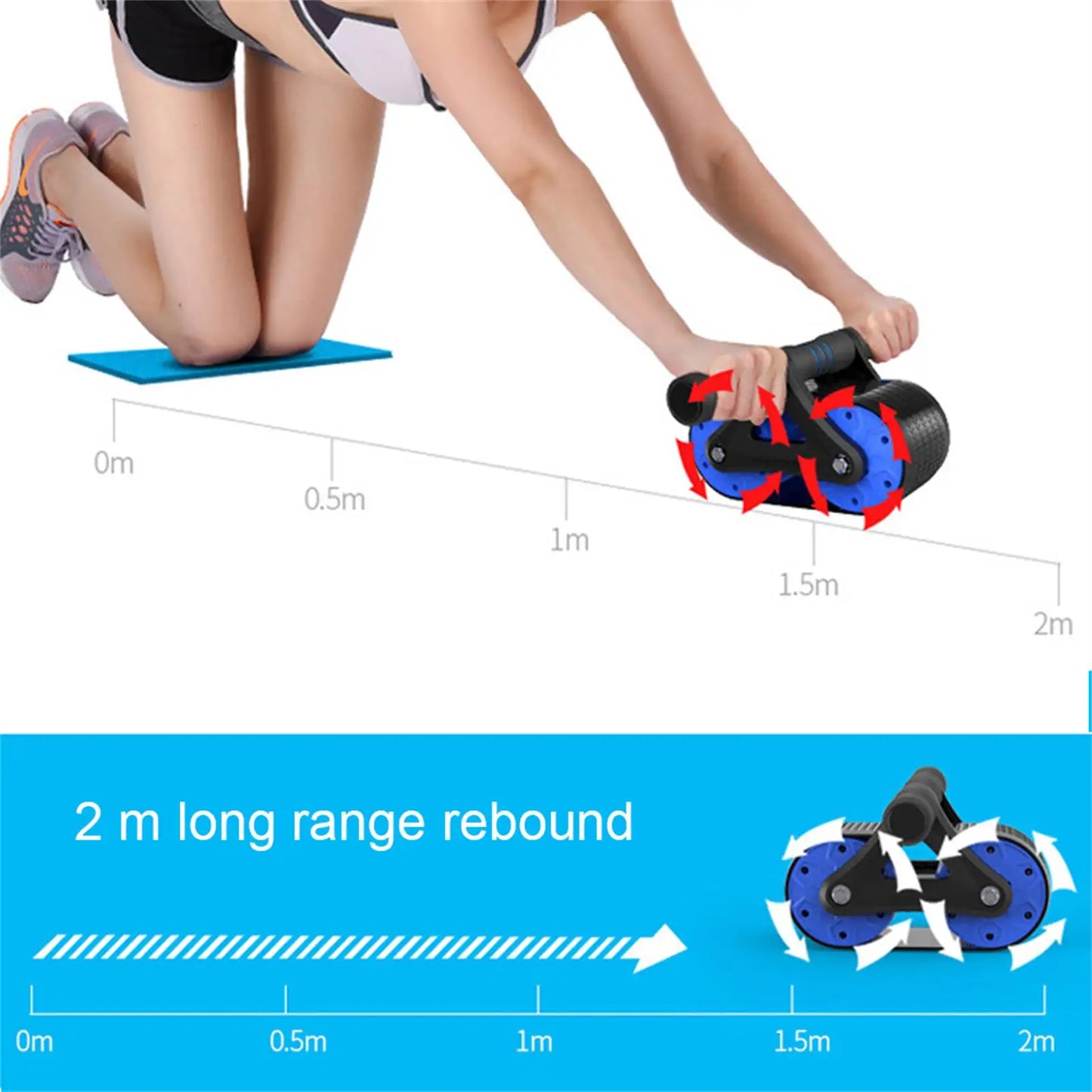 Blue Springback Abdominal Roller Wheel – Silent Core & Push-Up Training Fitness Equipment