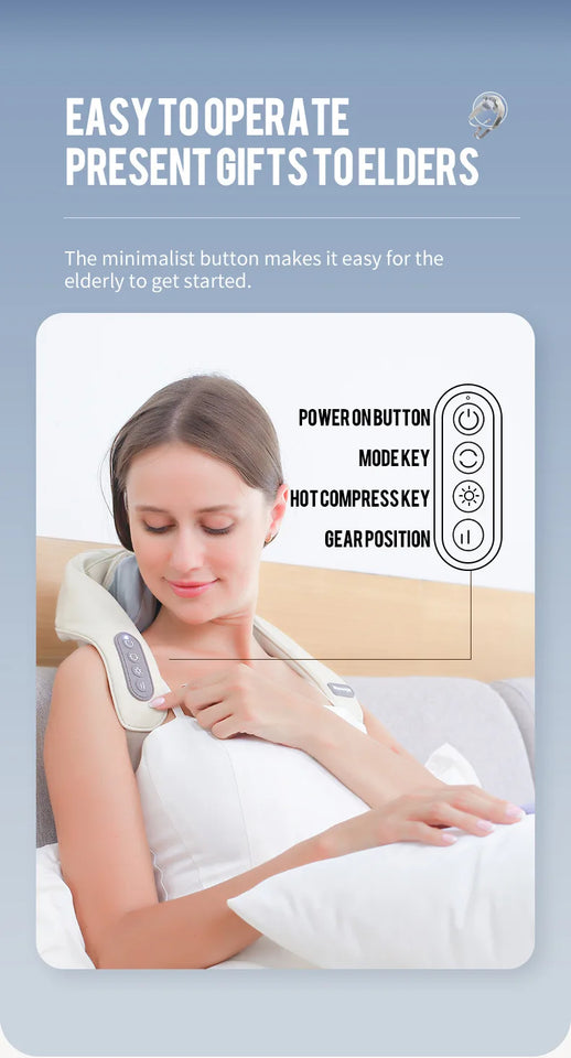 Foreverlily Wireless Neck and Shoulder Massager – Heated Kneading Massage Shawl