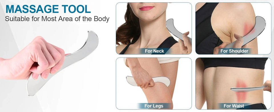 Stainless Steel Gua Sha Massage Tools Muscle Scraper Tool,Graston Tool Set for myofascial Release,Scar Tissue Massager for Back