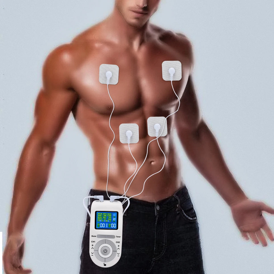 4 Mode Tens Pulse Machine Muscle Nerve Electrostimulator EMS Acupuncture Physiotherapy Massager Electrode Patch Digital Therapy