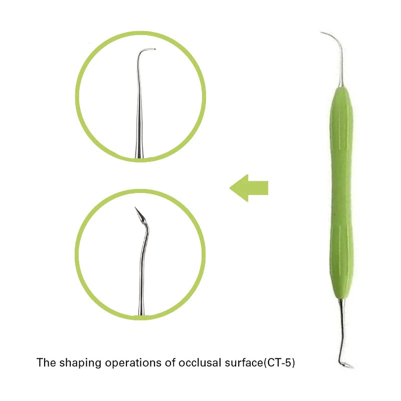 lDental Double-Ended Resin Filler Spatula Set – Stainless Steel Composite Filling Tool with Silicone Handle