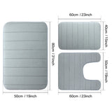 3-Piece Non-Slip Memory Foam Bath Mat Set – Soft, Quick-Dry Bathroom Rugs, Machine Washable