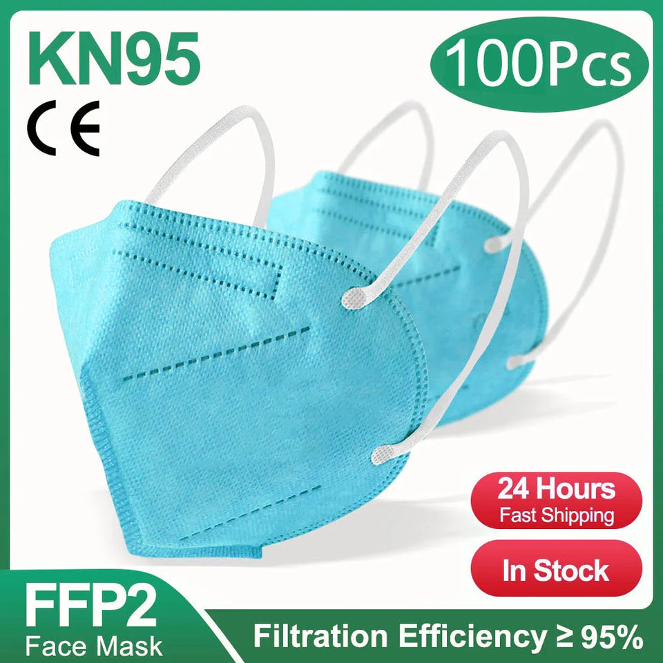 FFP2/KN95 Black Face Masks – 5-Layer Protective Respirator for Adults (10–200pcs, CE Certified)