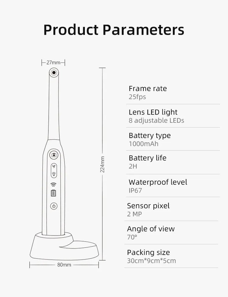 INSKAM WiFi Visual Mouth Camera – 1440P Dental Endoscope Oral Examination Camera with 2MP System, IP67 Waterproof
