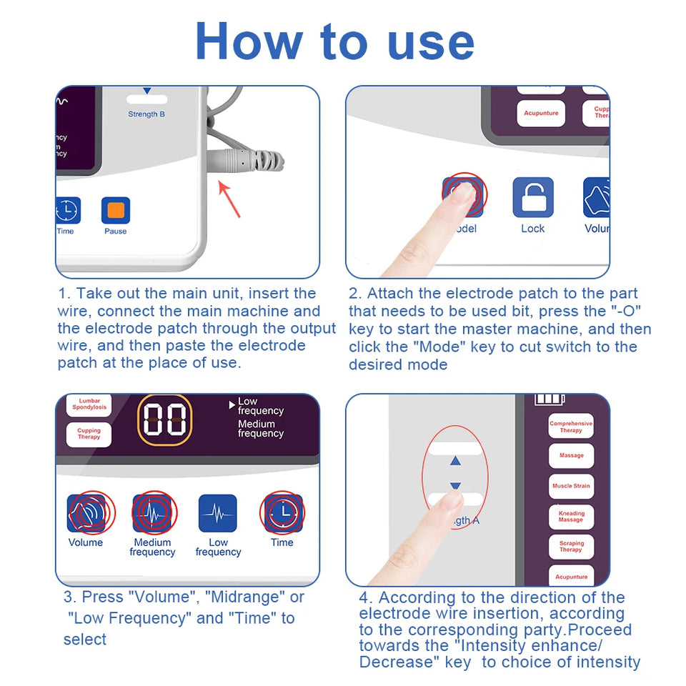 12 Modes TENS Low Frequency Therapy Device EMS Muscle Stimulator Electric Pulse Massager Myostimulation Apparatus Massage Relax